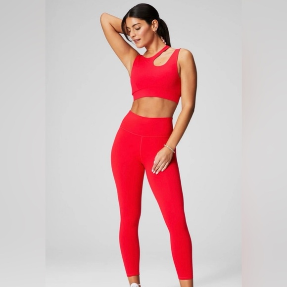 Fabletics Red Ankle Length Legging - Picture 2 of 5